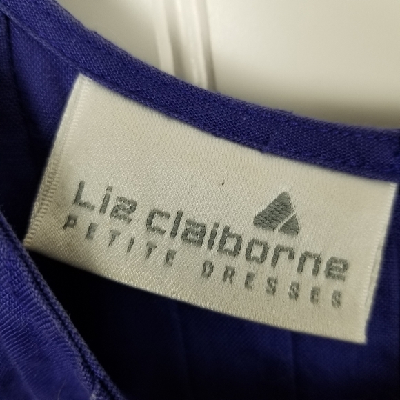 Liz Claiborne Petite Linen Sleeveless Shirt Dress Button Pin Tuck Tie Waist Blue - Picture 9 of 11